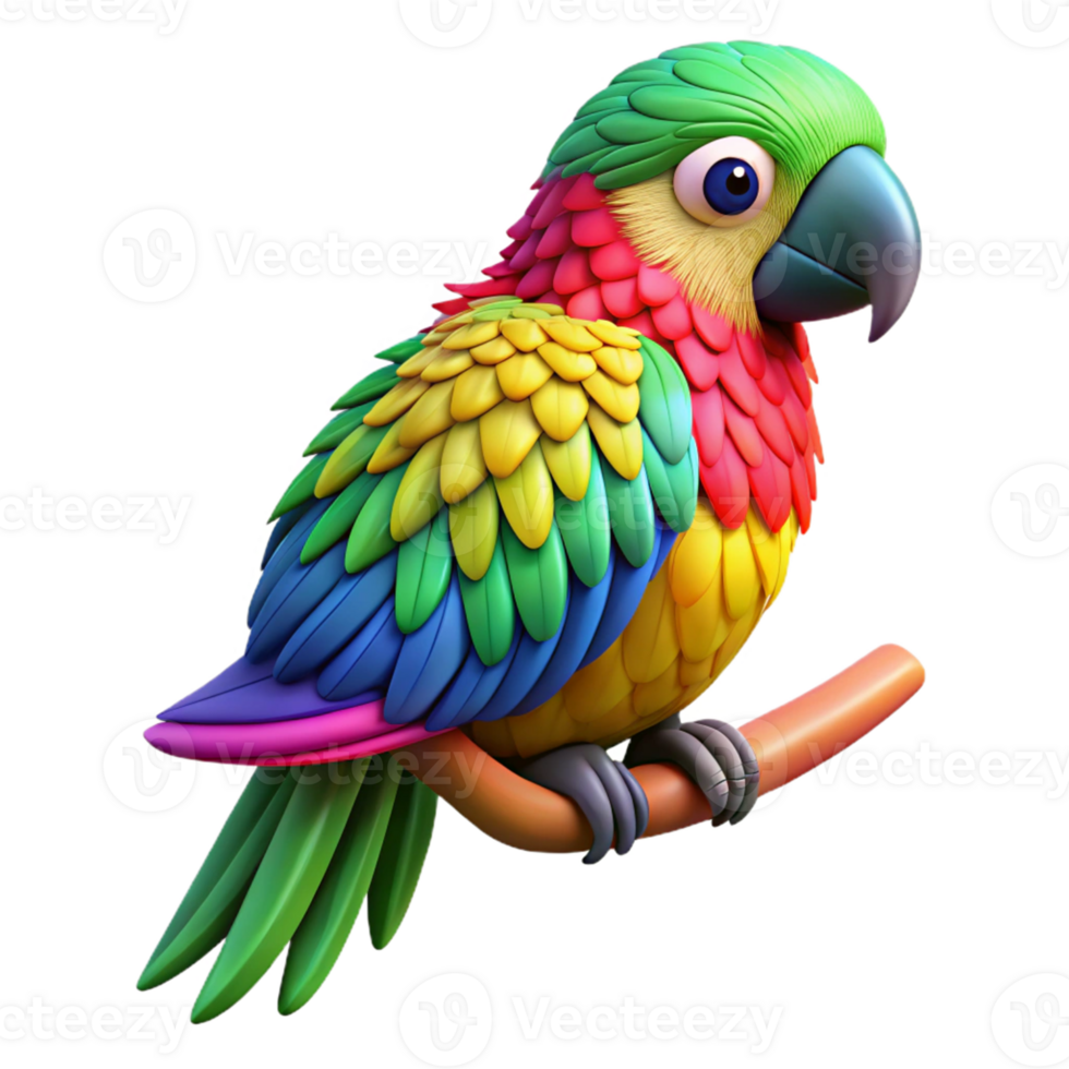 Colorful Parrot on Branch png