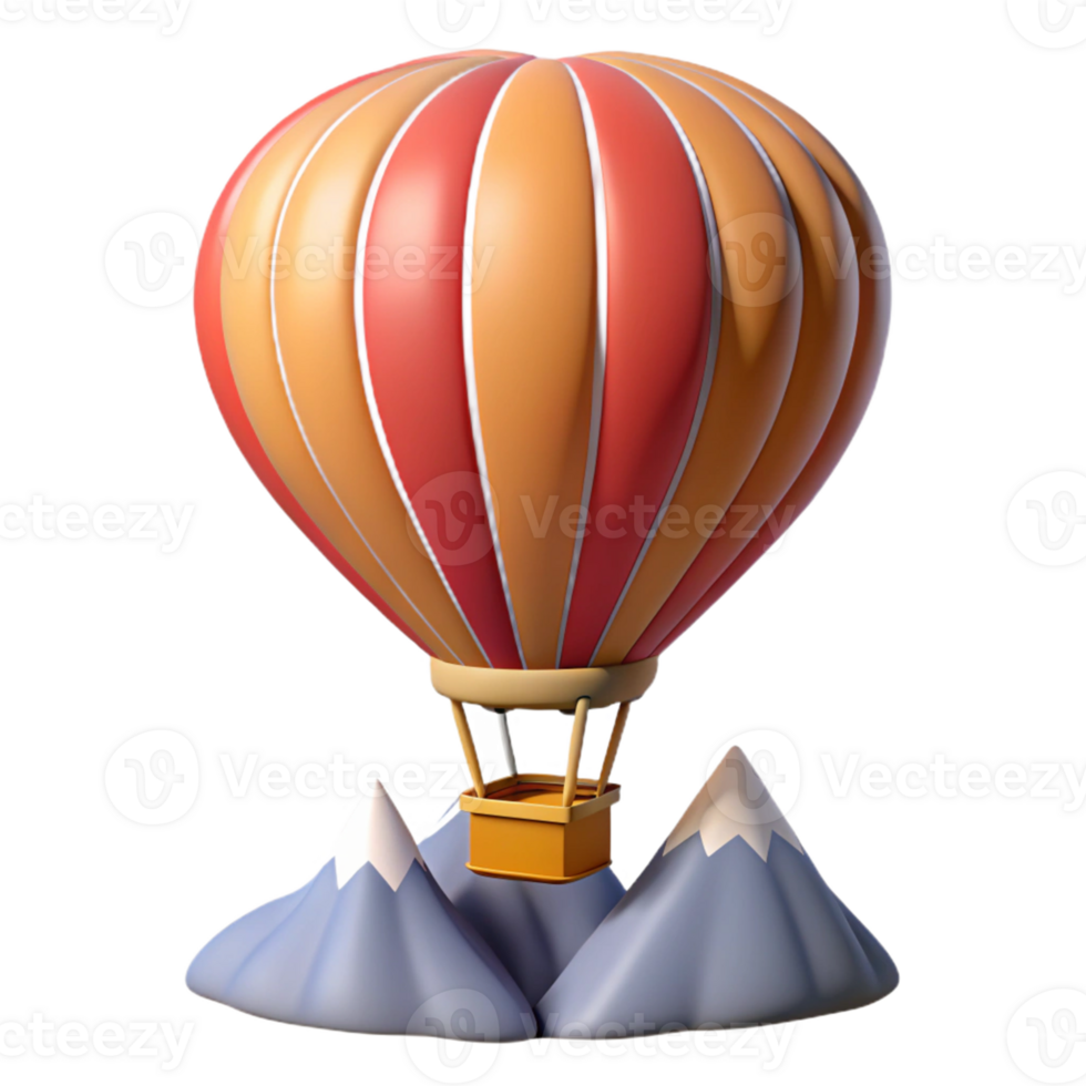 Hot Air Balloon Over Mountains png