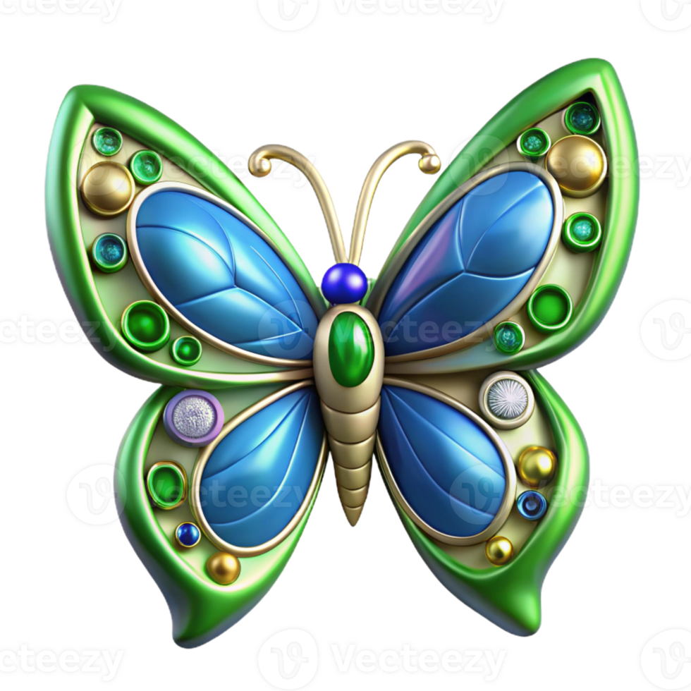 3D Rendered Butterfly with Gemstones png