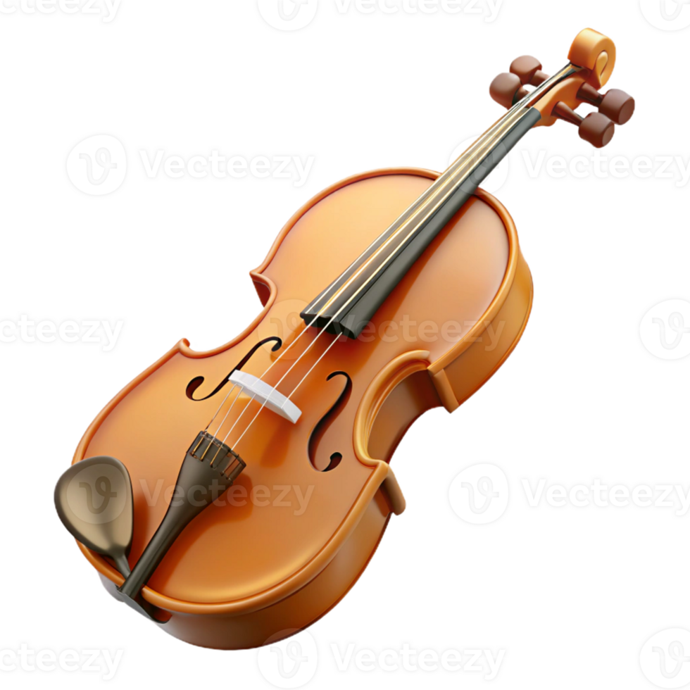 3D Rendered Violin with Gradient Background png