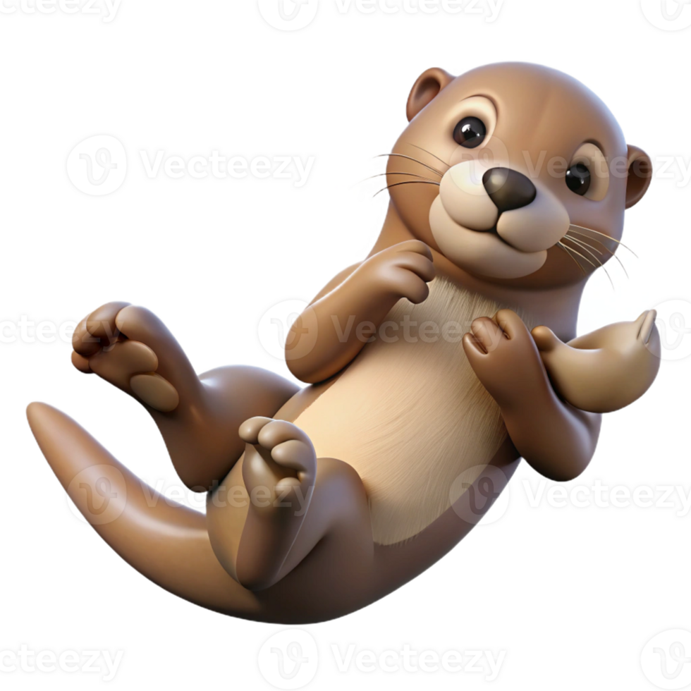 Cute 3D Otter Render png