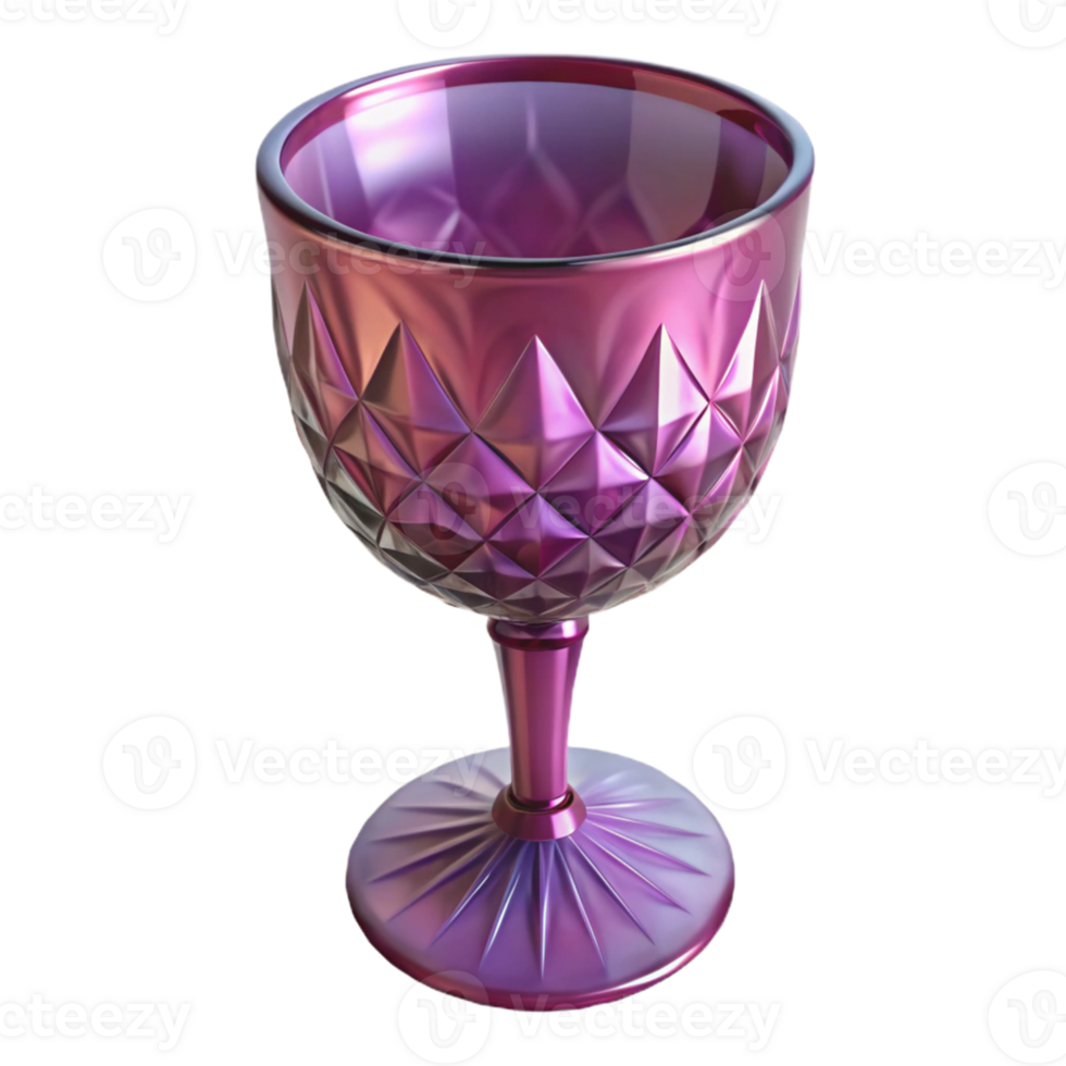 Purple Glass Goblet 3D Render png