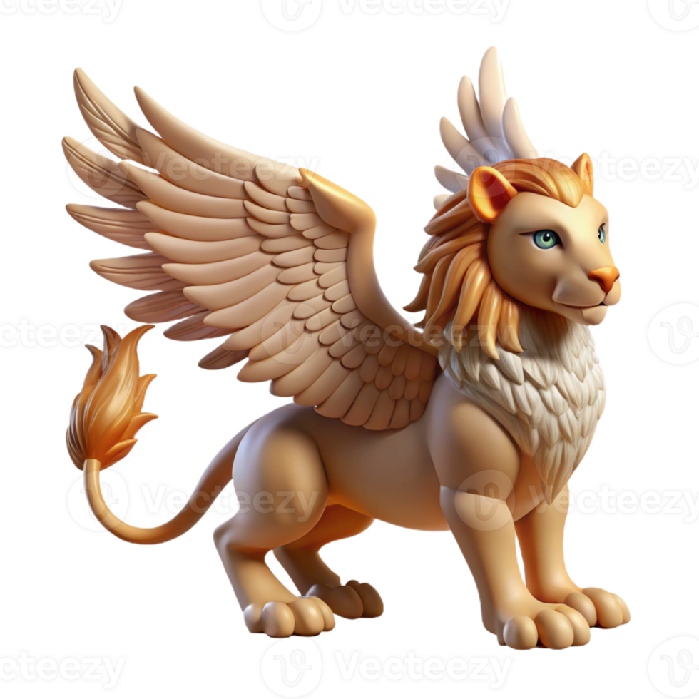 3D Illustration of a Winged Lion png