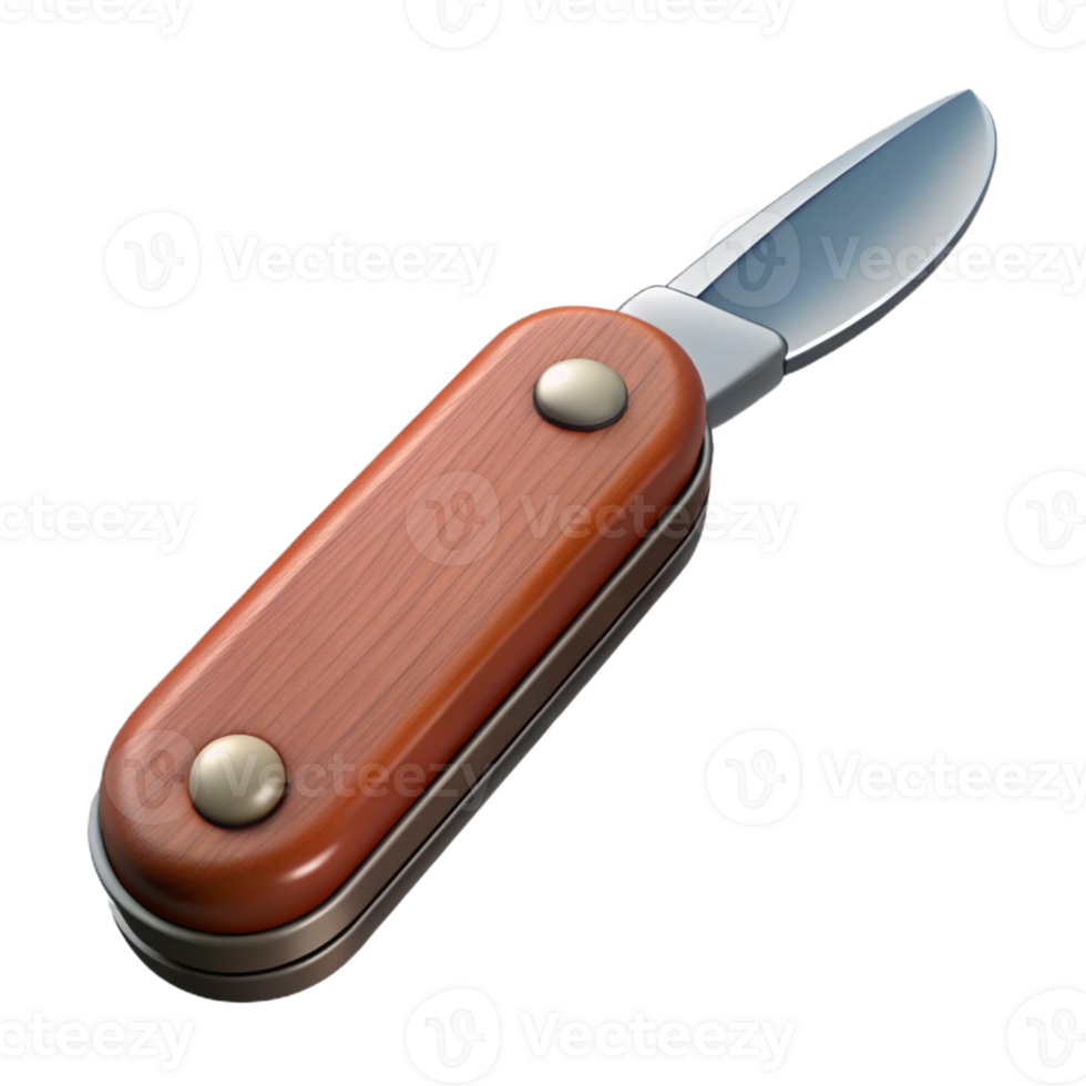 3D Render Wooden Pocket Knife Illustration png