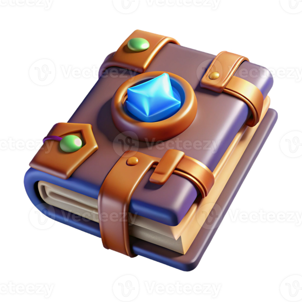 3D Render of a Magic Book with Gemstone png