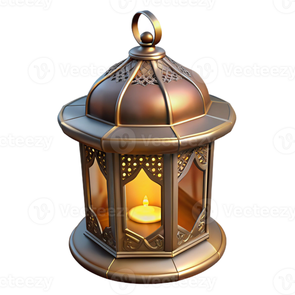 Ornate 3D Render of a Golden Lantern png