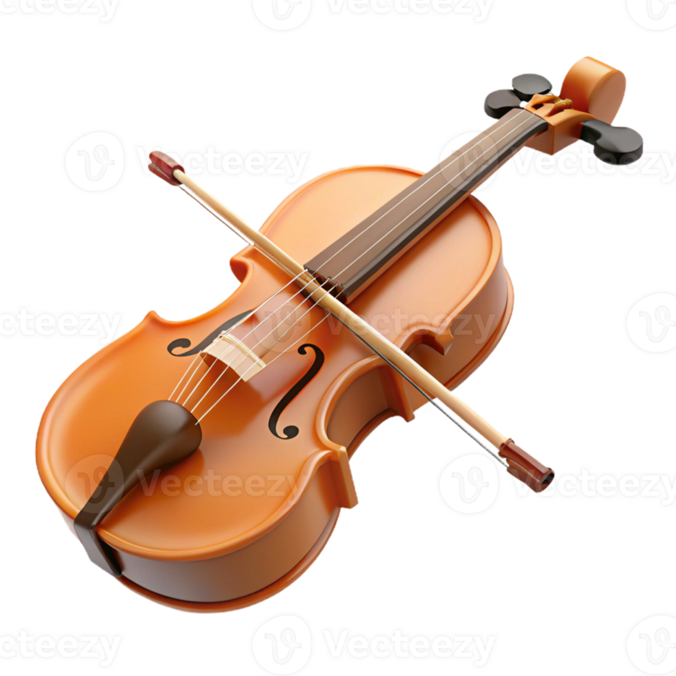 3D Render of a Violin with a Bow png