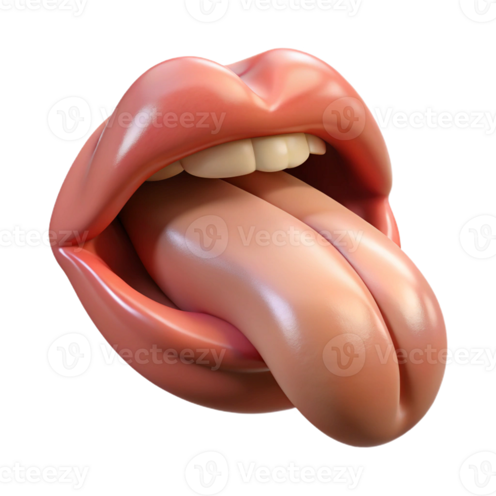 3D Render of a Mouth with Tongue Out Illustration png