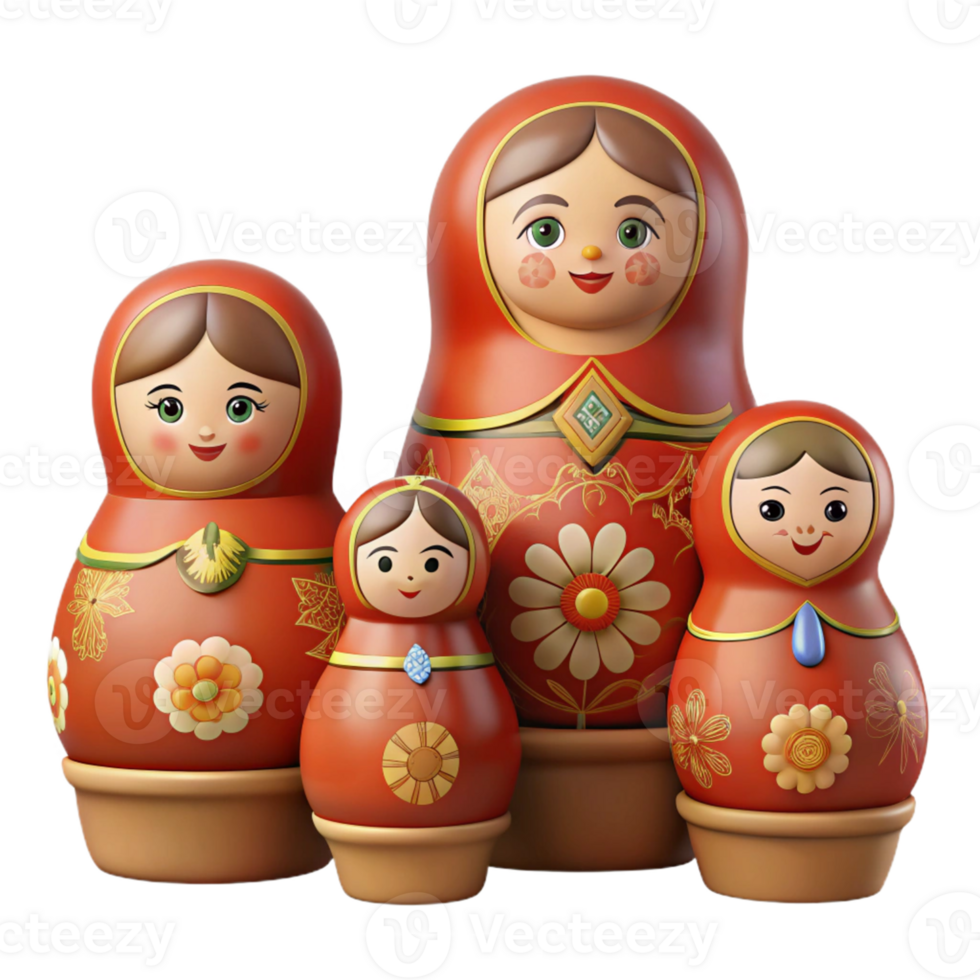3D Illustration of Nesting Dolls png