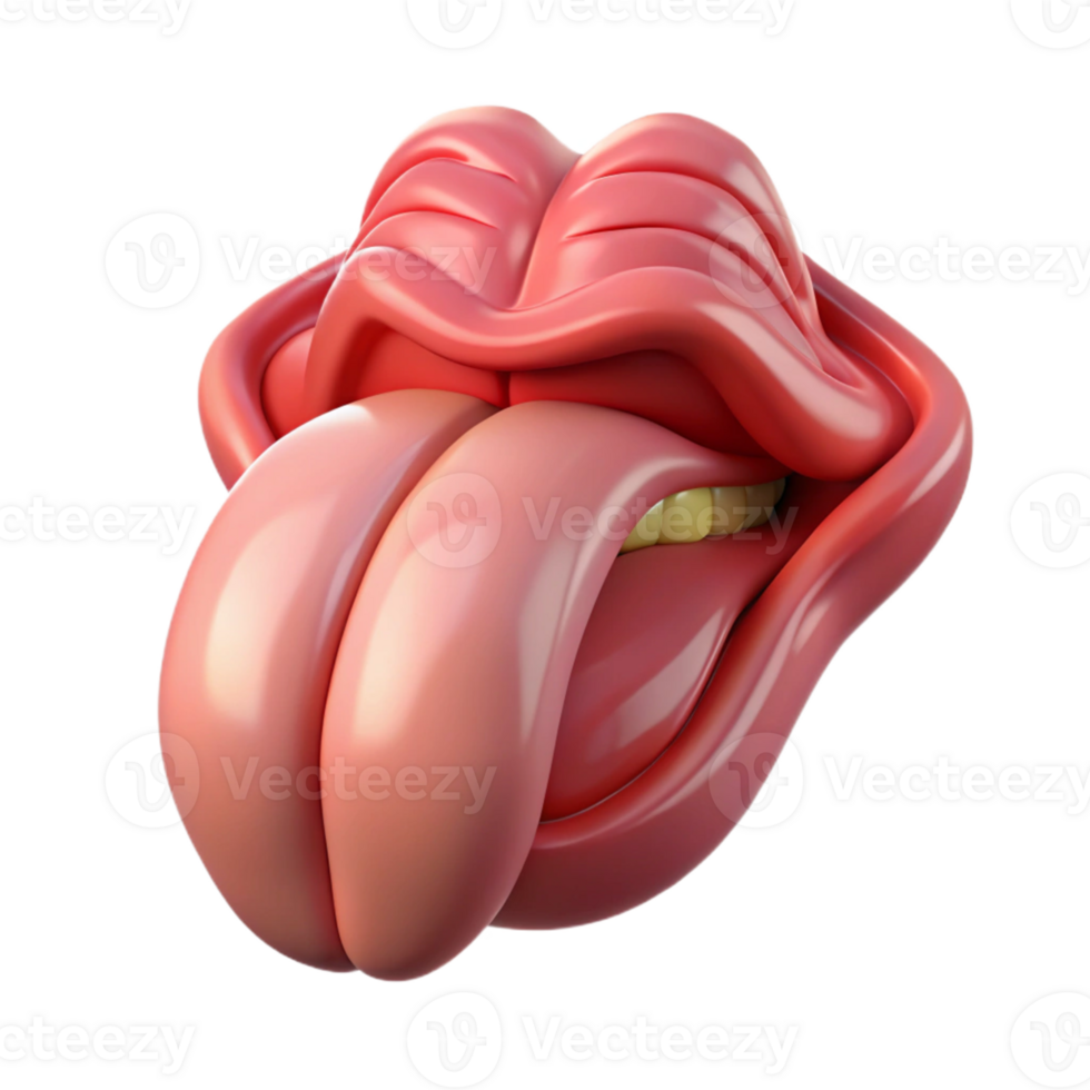 3D Render of Playful Lips and Tongue png