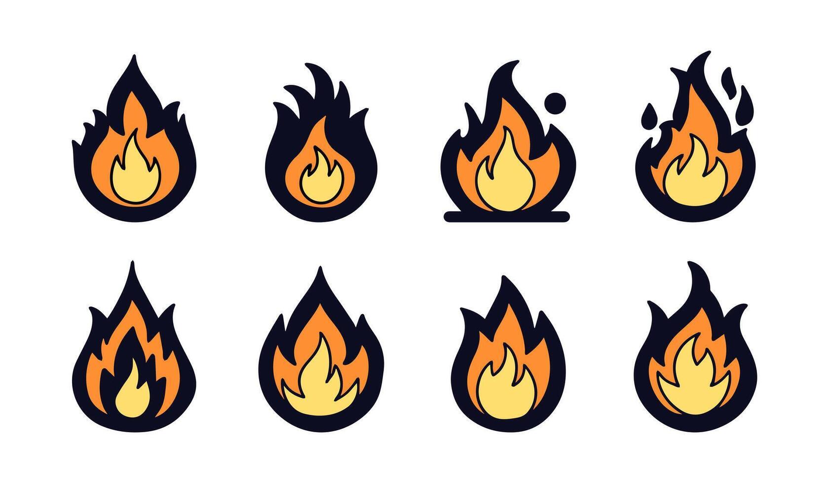 Fire image, flame icon. Black icon isolated on white background. vector