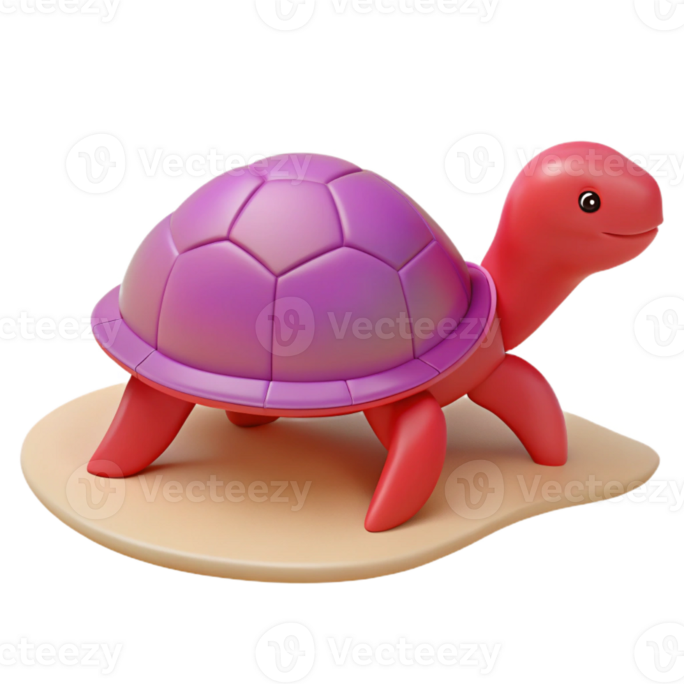 Cute 3D Cartoon Turtle Illustration png