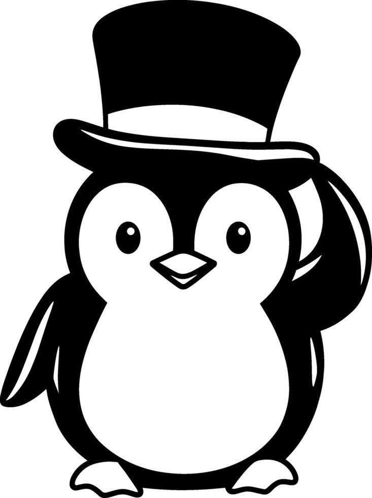 Penguin Wearing Top Hat vector