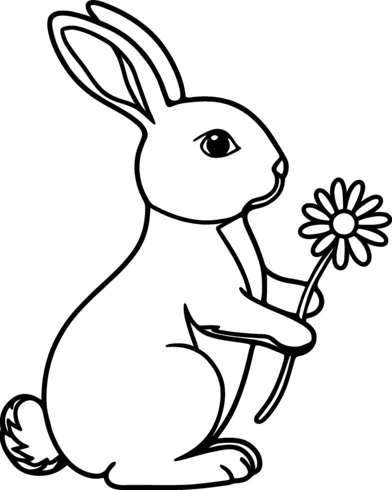 Bunny Holding Daisy vector