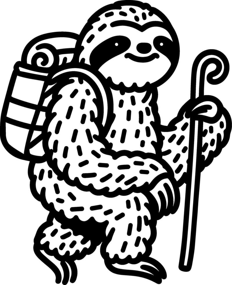 Sloth Carrying Backpack Outdoors vector