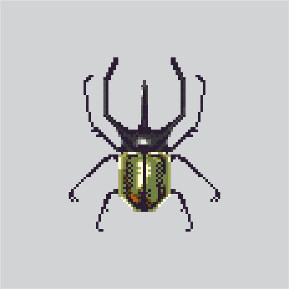 Pixel art illustration Beetle Bug. Pixelated Beetle Horn. Beetle Bug Horn Insect Insect Icon pixelated for the pixel art game and icon for website and game. old school retro. vector