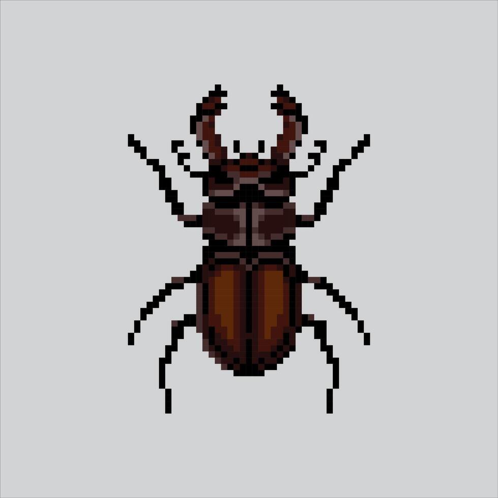 Pixel art illustration Beetle Bug. Pixelated Beetle Horn. Beetle Bug Horn Insect Insect Icon pixelated for the pixel game and icon for website and game. old school retro. vector