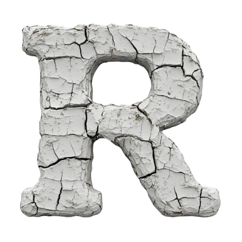 Weathered Cracked Letter R with Rustic Texture png