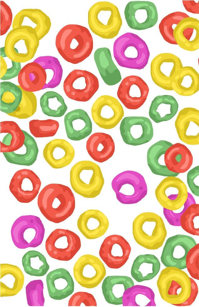 pattern with sweet colorful cereals circlesand milk abstract background vector