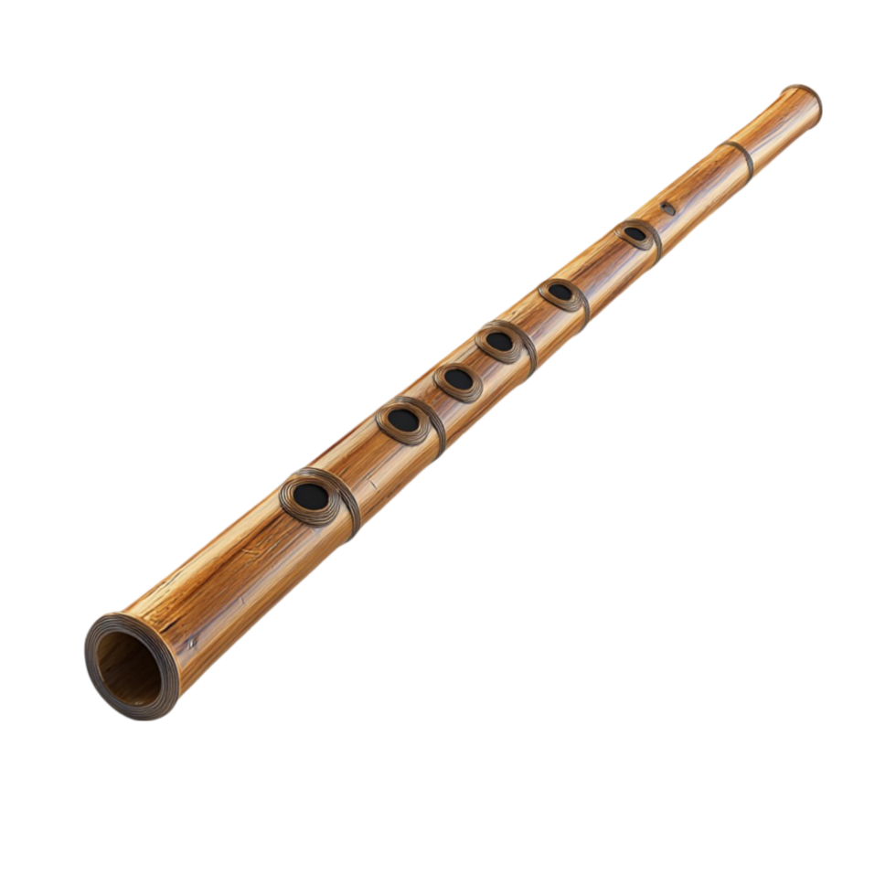 Bamboo Flute with Carved Holes png