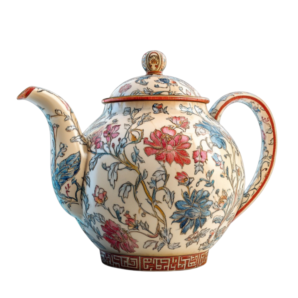 Teapot with Floral Designs png