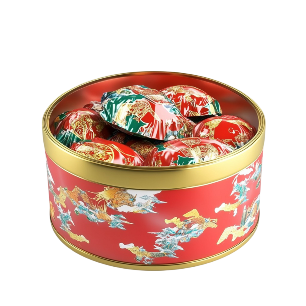Chocolate in Red Tin with Gold Foil png