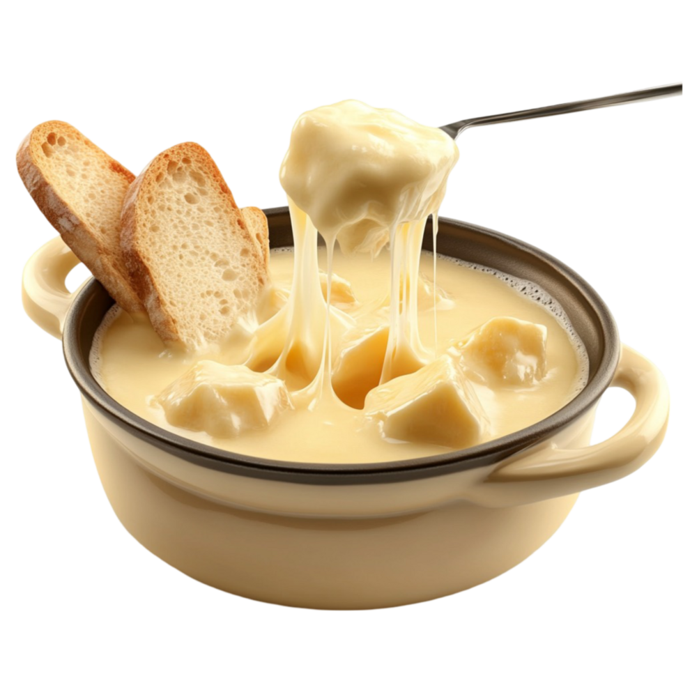 Cheese Fondue with Bread on Spoon png