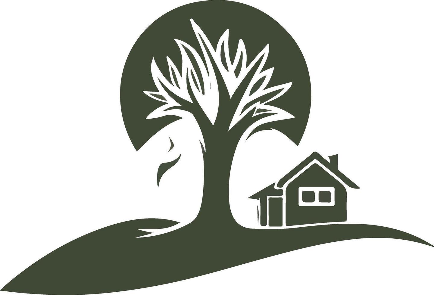 A tree and house logo vector