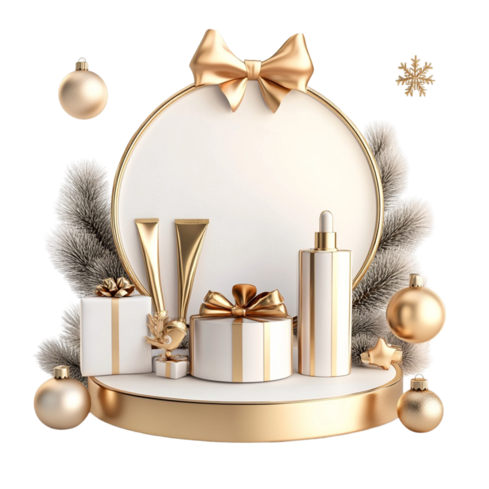 Christmas Gold Frame with Gifts png