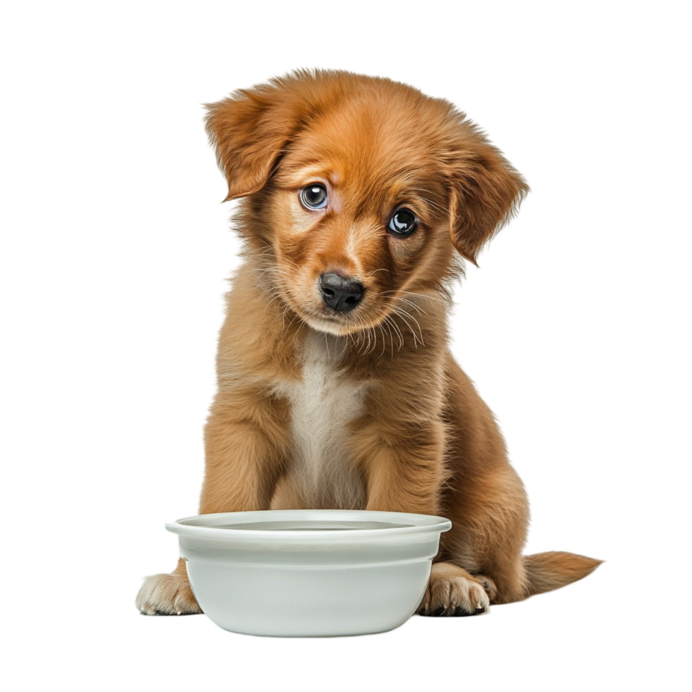 Puppy Sitting Next to Bowl png