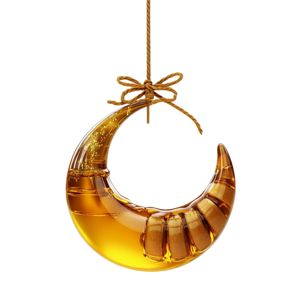 Honey Crescent Moon Hanging from a String png