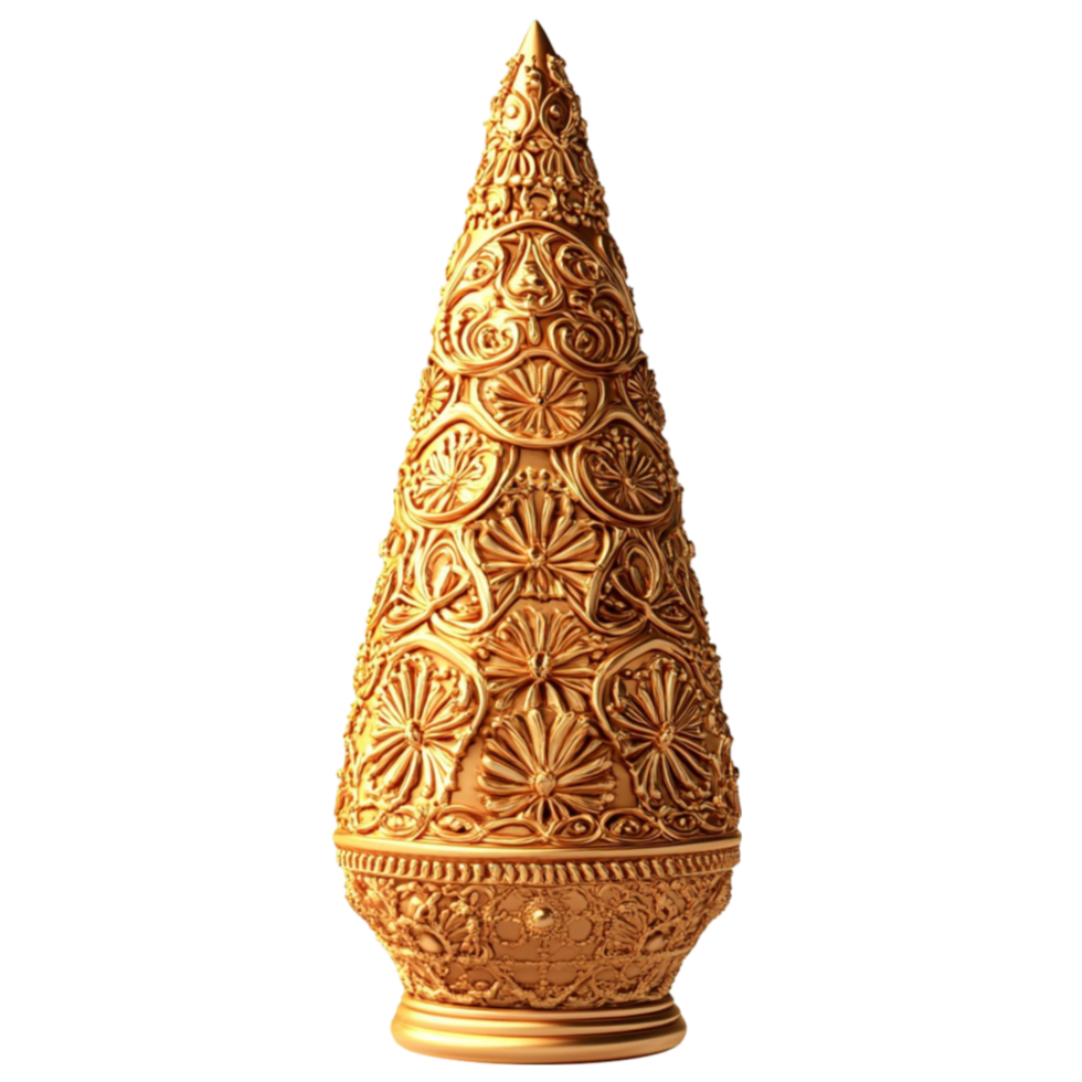 Golden Decorative Cone with Patterns png
