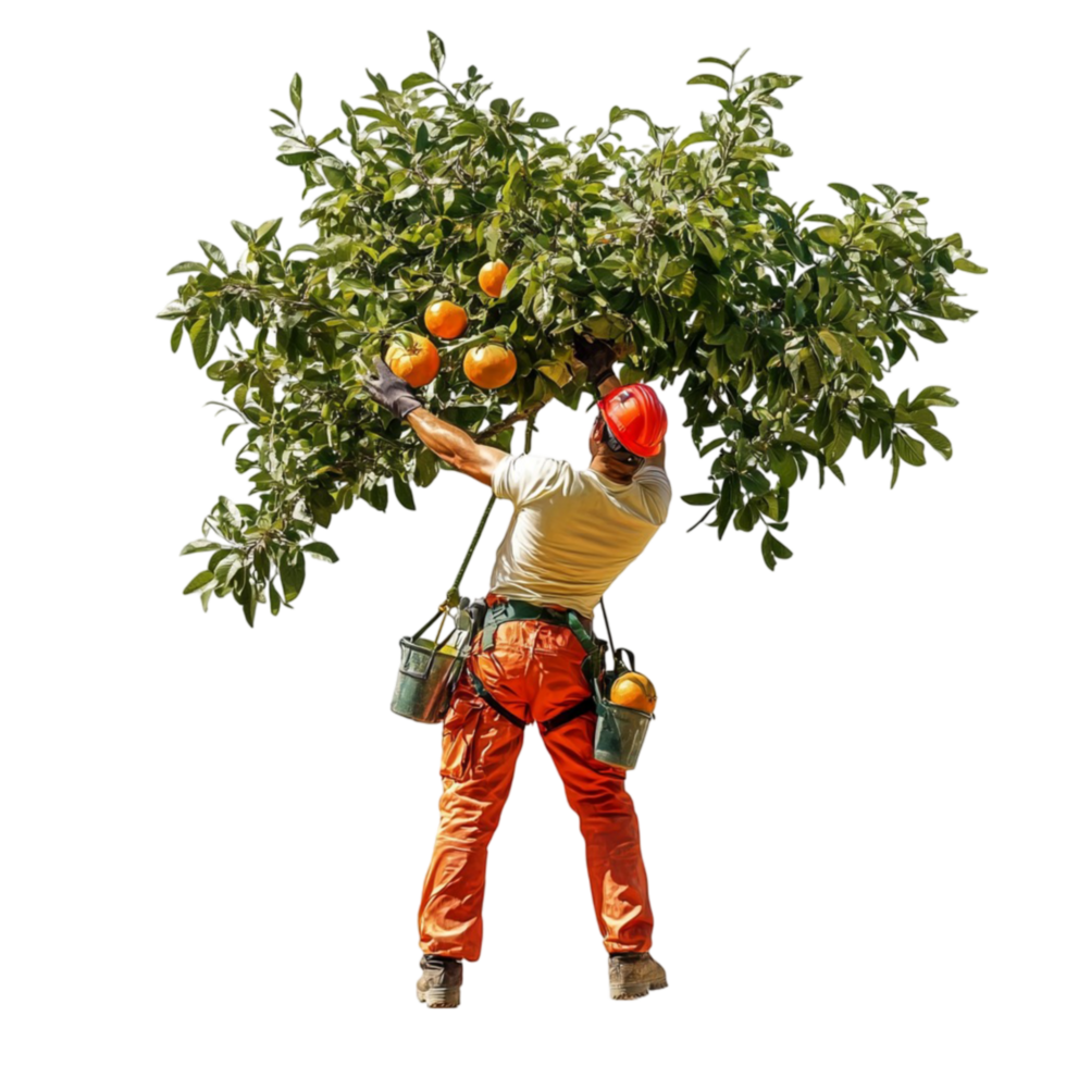 Farmer Harvesting Oranges png