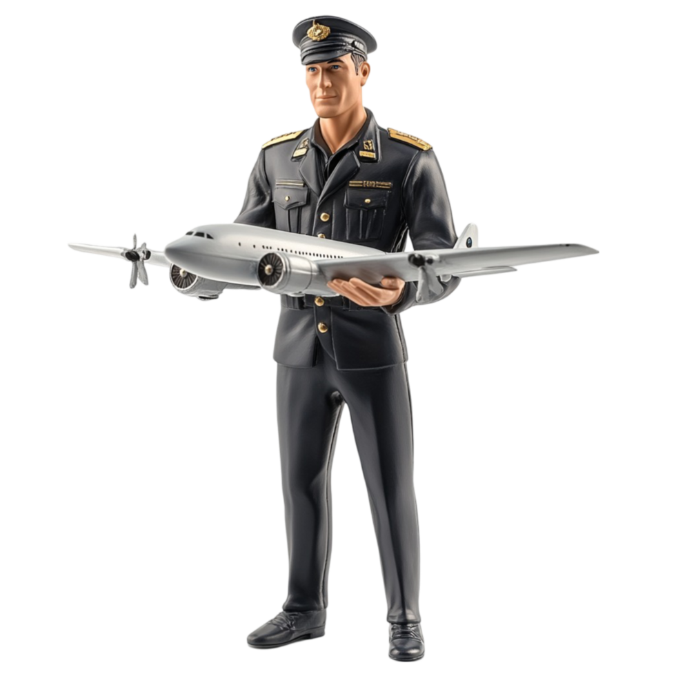 Pilot Holding Airplane Model png