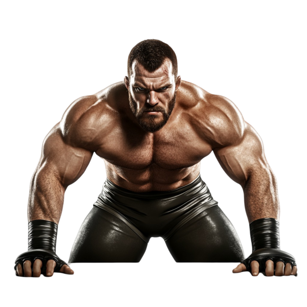 Wrestler Standing on Platform with His Hands png