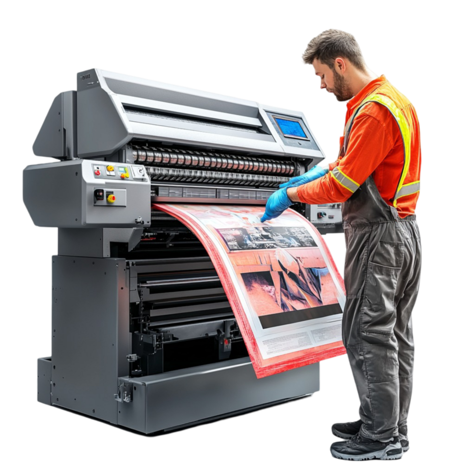 Person Printing Large Document with Large Printer png