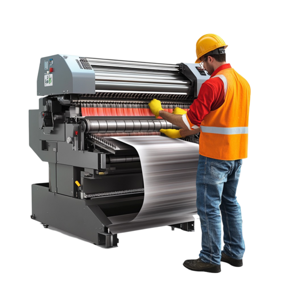 Worker Operating Printing Machine png