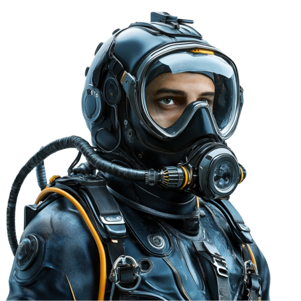 Man in Diving Suit with Mask and Helmet png
