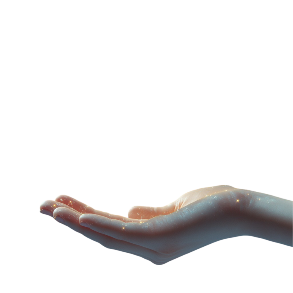 Open Hand with Soft Glow Emerging from the Palm png