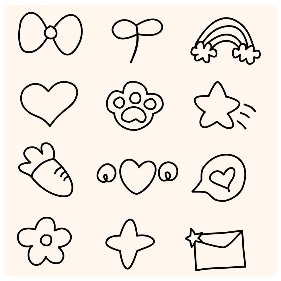 Doodle set of hand-drawn cartoony expression sign doodle vector