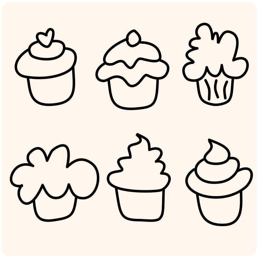 Cake doodle illustration with doodle style drawing vector