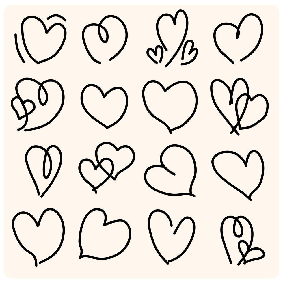 Heart icon doodles with background cream vector