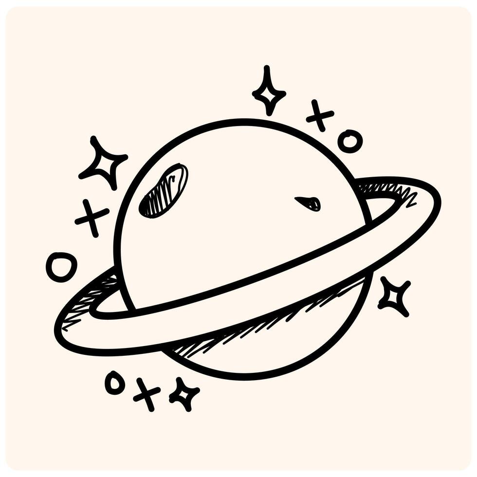 Planet saturn with style doodle drawing vector