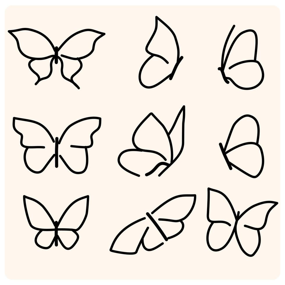 butterfly doodle using line art isolated vector