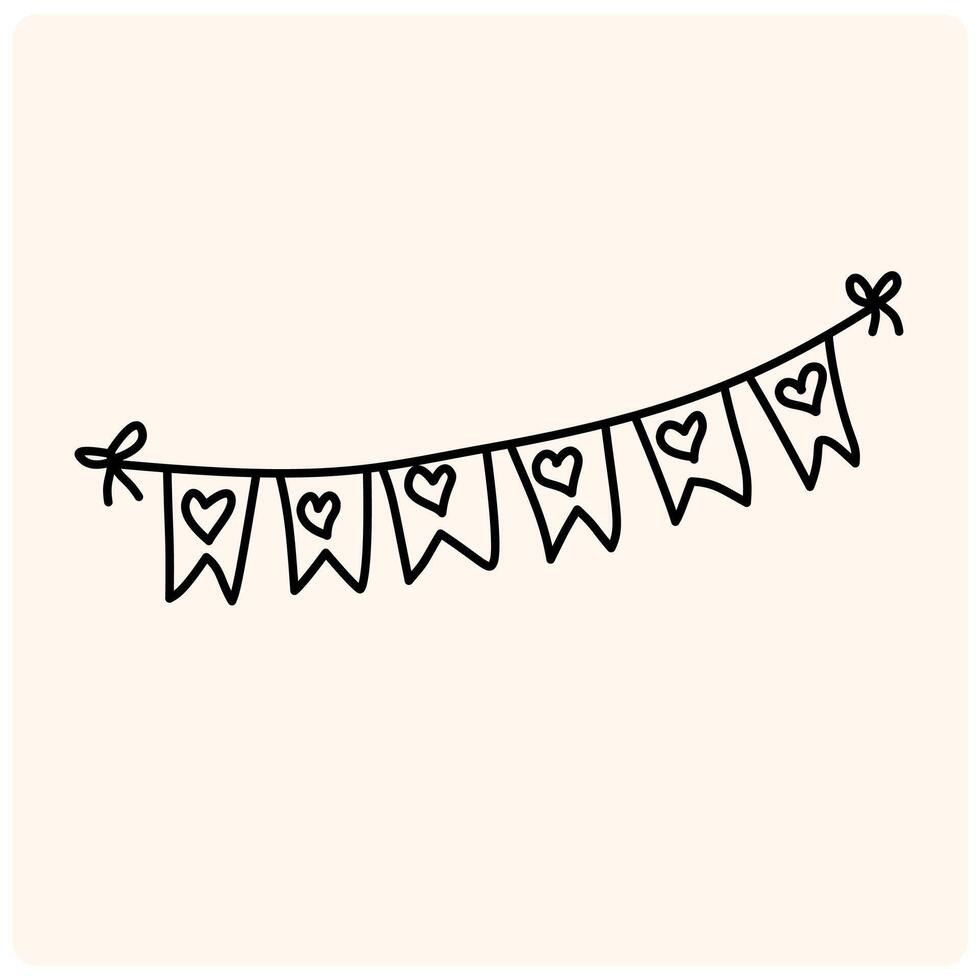 Garland of flags. Doodle freehand illustration vector