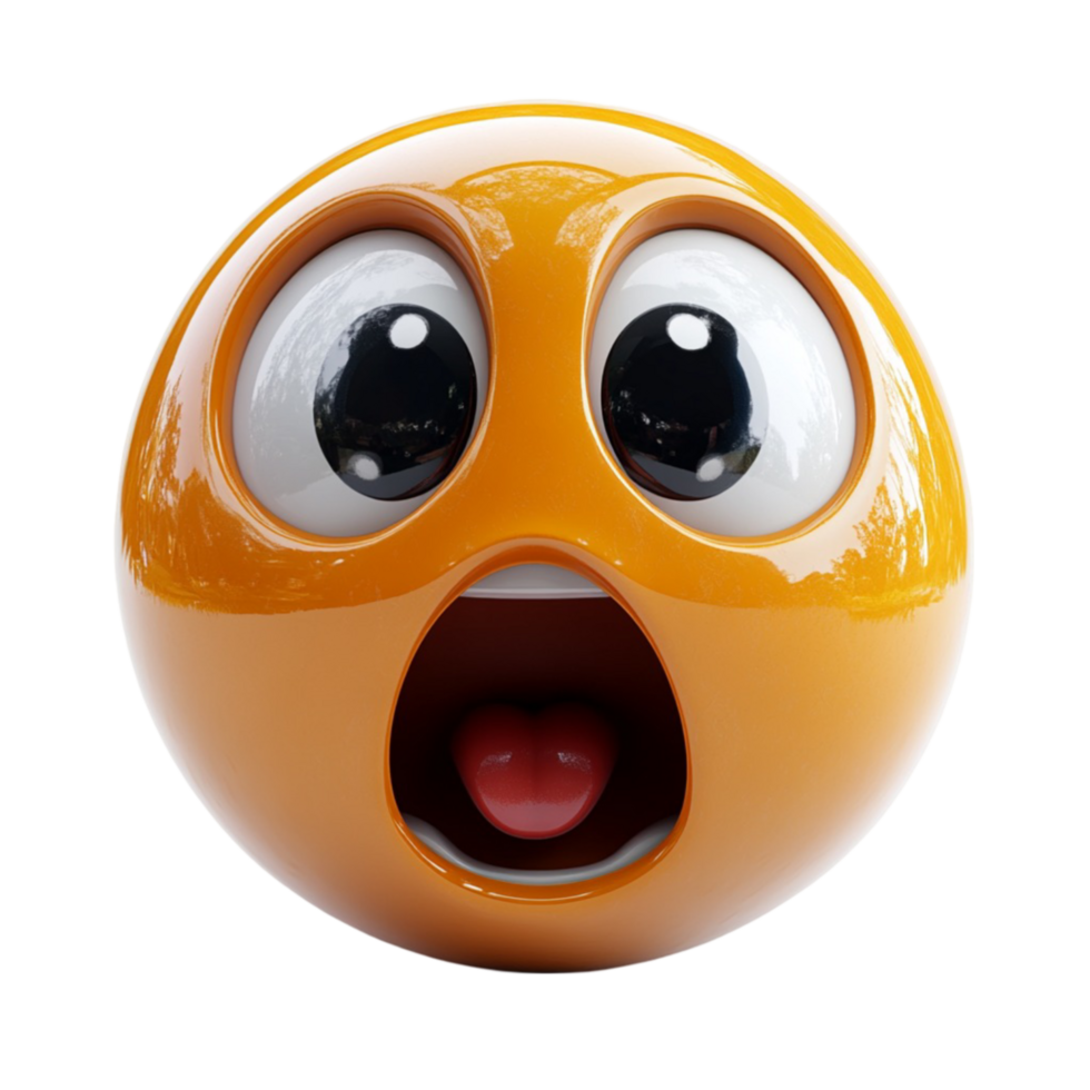 Surprised Yellow Emoji Face with Open Mouth and Large Eyes png