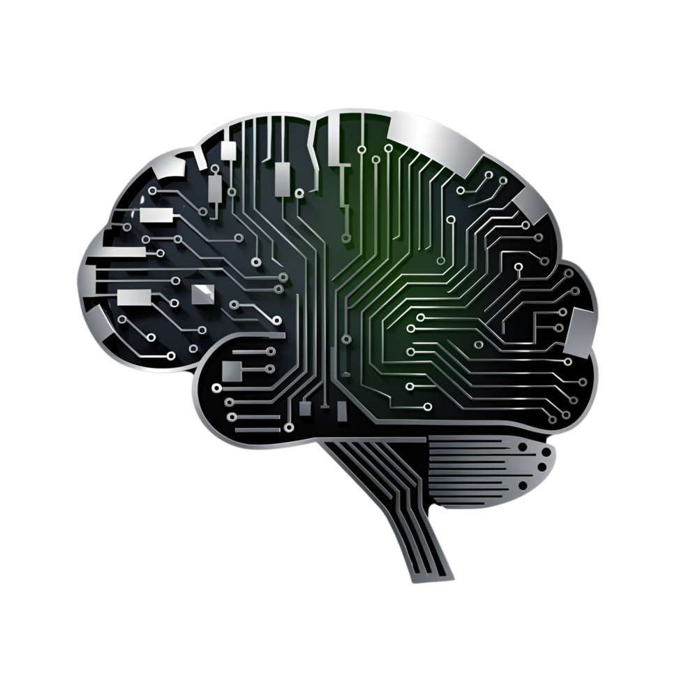 A circuit board with a brain in it png