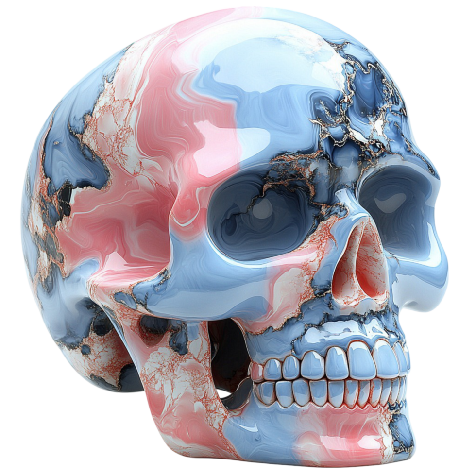 Abstract Colorful Skull with a Reflective Finish png