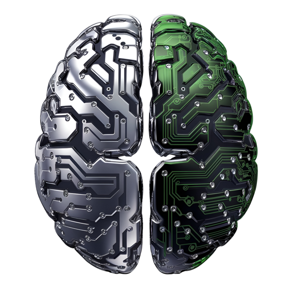brain composed of circuit board patterns png
