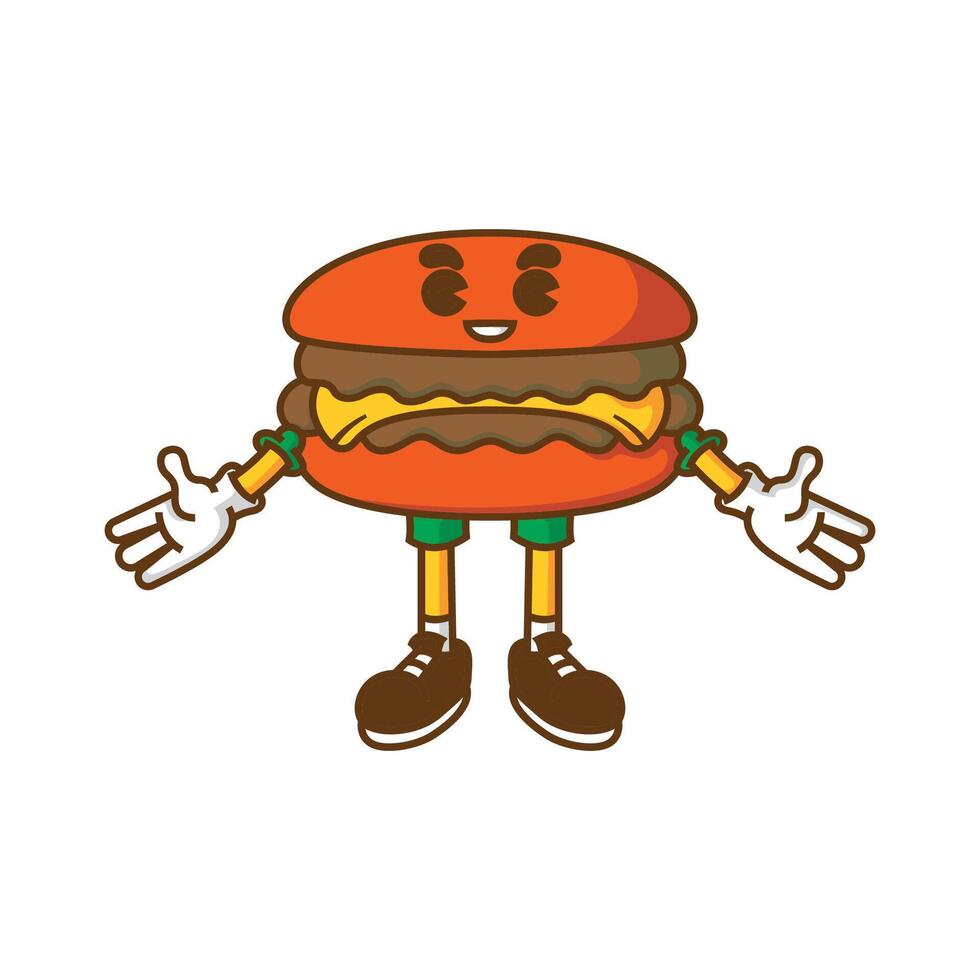 funny and cute hamburger design character mascot vector